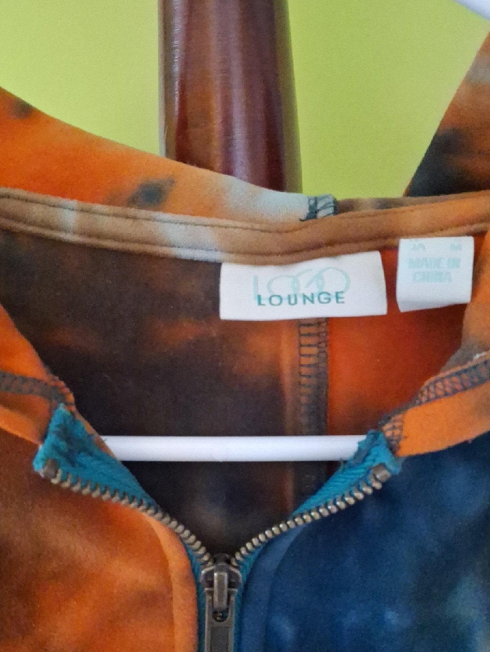 LOGO by Lori Goldstein Lounge Tie-Dye Zip-Up Jacket - Orange & Blue With Hood